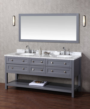 Stufurhome Marla 72 inch Double Sink Bathroom Vanity with Mirror in Grey