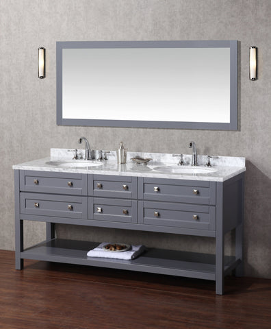 Image of Stufurhome Marla 72 inch Double Sink Bathroom Vanity with Mirror in Grey HD-6868G-72-CR