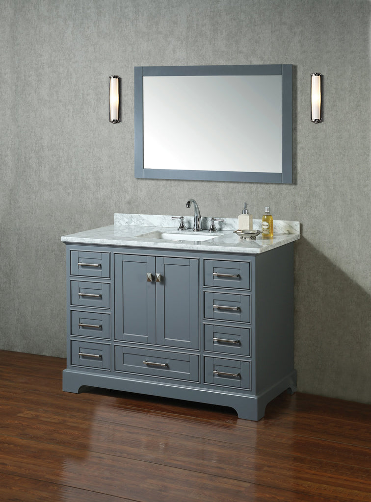 Stufurhome Newport Grey 48 inch Single Sink Bathroom Vanity with Mirror HD-7130G-48-CR