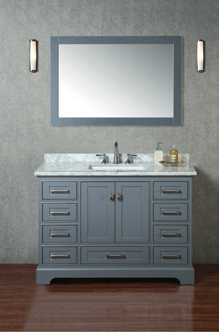 Image of Stufurhome Newport Grey 48 inch Single Sink Bathroom Vanity with Mirror HD-7130G-48-CR