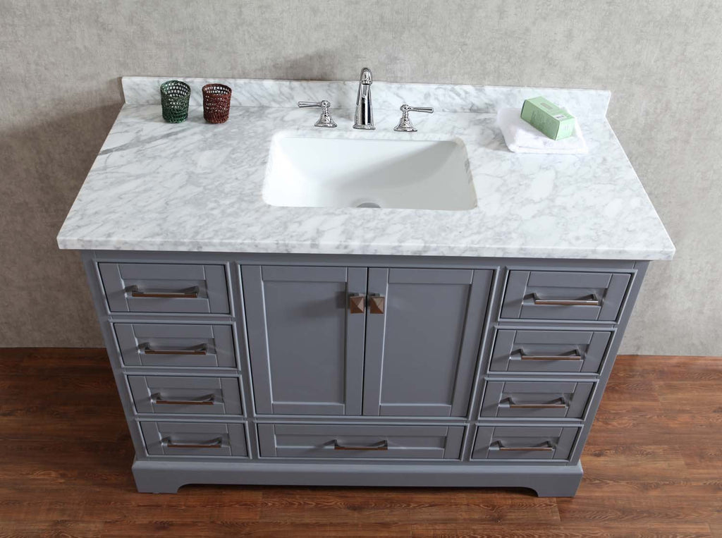 Stufurhome Newport Grey 48 inch Single Sink Bathroom Vanity with Mirror HD-7130G-48-CR