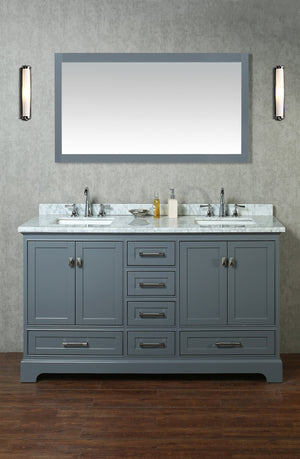 Stufurhome Newport Grey 60 inch Double Sink Bathroom Vanity with Mirror