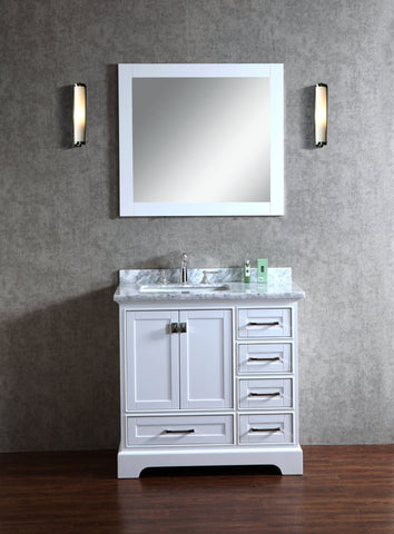 Image of Stufurhome Newport White 36 inch Single Sink Bathroom Vanity with Mirror HD-7130W-36-CR