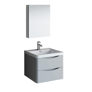 Tuscany by Fresca Bath | 24" Glossy Gray Wall Hung Bathroom Vanity Set FVN9024GRG-FFT1030BN