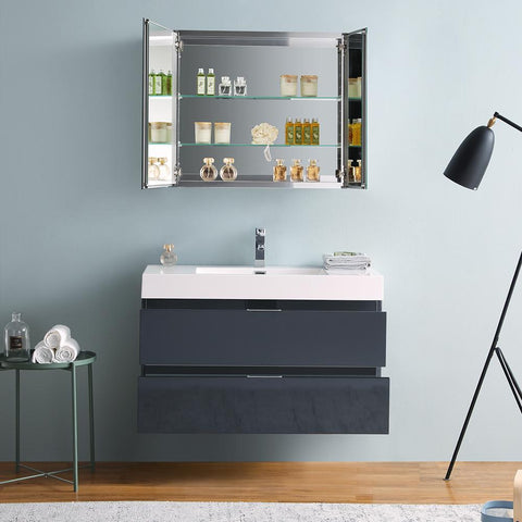 Image of Valencia 40" Wall Hung Vanity FVN8342GG-FFT1030BN