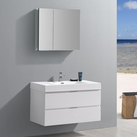 Image of Valencia 40" Wall Hung Vanity FVN8342GG-FFT1030BN
