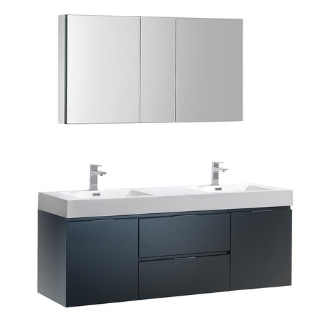 Image of Valencia 60" Wall Hung Vanity FVN8360GG-D-FFT1030BN