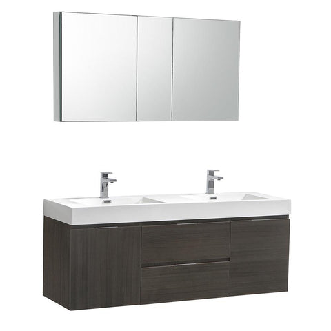 Image of Valencia 60" Wall Hung Vanity FVN8360GG-FFT1030BN
