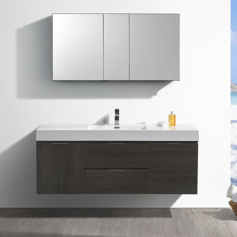 Image of Valencia 60" Wall Hung Vanity FVN8360GG-FFT1030BN