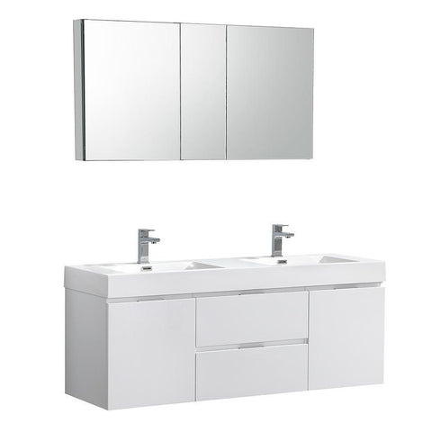 Image of Valencia 60" Wall Hung Vanity FVN8360WH-D-FFT1030BN