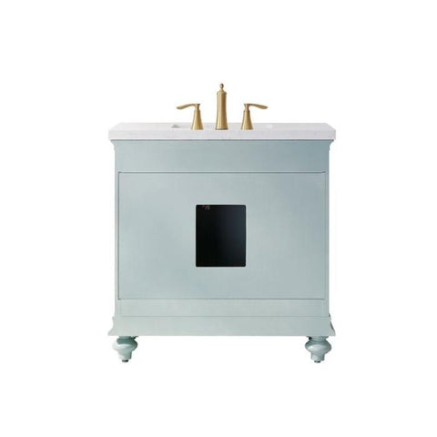 Image of Vinnova Charlotte 36" Transitional Green Vanity with Carrara White Composite Stone