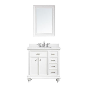 Vinnova Charlotte 36" Transitional White Single Sink Vanity Set 735036-WH-CQS