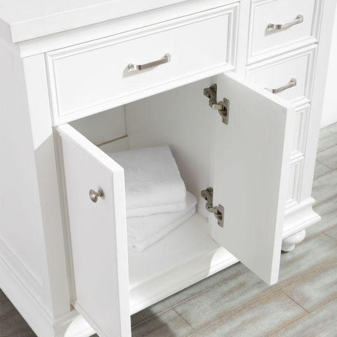 Image of Vinnova Charlotte 36" Transitional White Vanity with Carrara White Composite Stone 735036-WH-CQS-NM