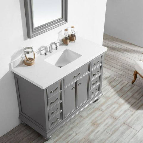 Image of Vinnova Charlotte 48" Transitional Grey Single Sink Vanity Set 735048-GR-CQS