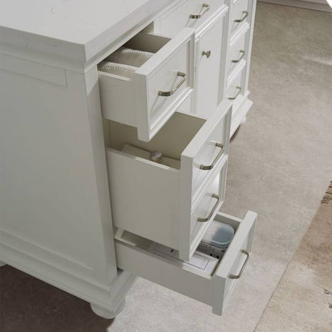 Image of Vinnova Charlotte 48" Transitional White Single Sink Vanity 735048-WH-CQS-NM 735048-WH-CQS-NM