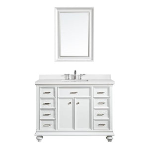 Vinnova Charlotte 48" Transitional White Single Sink Vanity Set 735048-WH-CQS