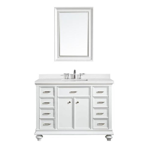 Image of Vinnova Charlotte 48" Transitional White Single Sink Vanity Set 735048-WH-CQS
