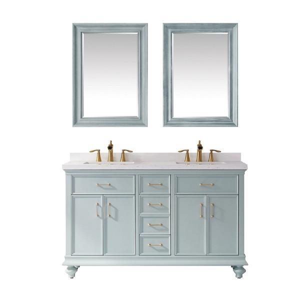 Vinnova Charlotte 60" Transitional Green Double Sink Vanity Set 735060-FG-CQS