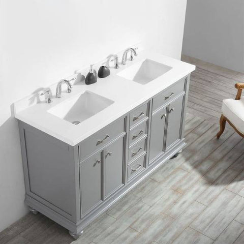 Image of Vinnova Charlotte 60" Transitional Grey Double Sink Vanity 735060-GR-CQS-NM