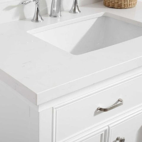 Image of Vinnova Charlotte 60" Transitional White Double Sink Vanity 735060-WH-CQS-NM 735060-WH-CQS-NM