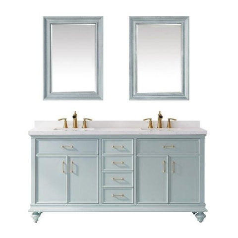 Image of Vinnova Charlotte 72" Transitional Green Double Sink Vanity Set 735072-FG-CQS