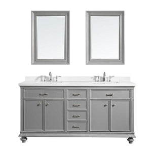 Vinnova Charlotte 72" Transitional Grey Double Sink Vanity Set 735072-GR-CQS 735072-GR-CQS