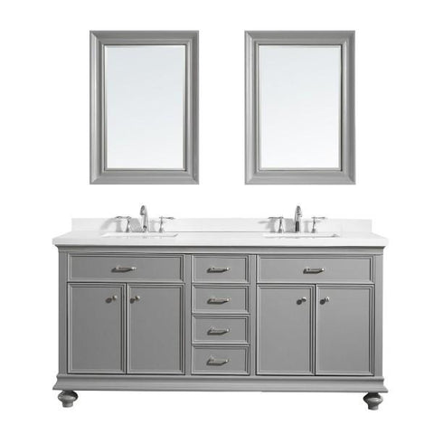 Image of Vinnova Charlotte 72" Transitional Grey Double Sink Vanity Set 735072-GR-CQS 735072-GR-CQS