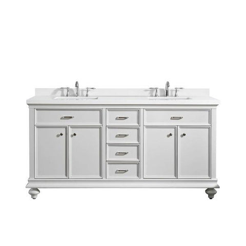 Image of Vinnova Charlotte 72" Transitional White Double Sink Vanity 735072-WH-CQS-NM