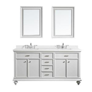 Vinnova Charlotte 72" Transitional White Double Sink Vanity Set 735072-WH-CQS 735072-WH-CQS