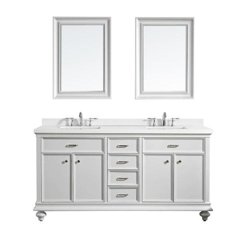 Image of Vinnova Charlotte 72" Transitional White Double Sink Vanity Set 735072-WH-CQS 735072-WH-CQS