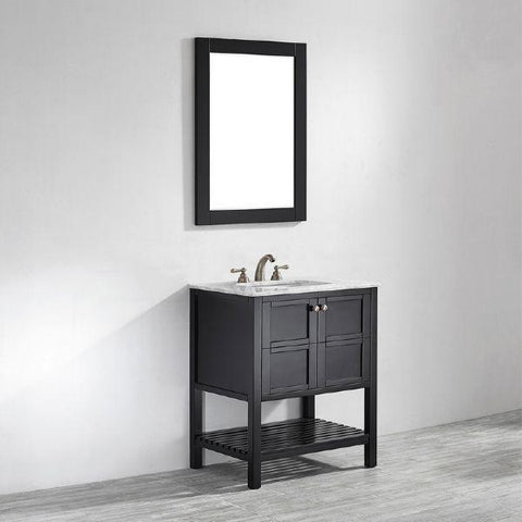 Image of Vinnova Florence 30" Espresso Modern Single Sink Vanity Set w/ Carrara Marble Countertop 713030-ES-CA