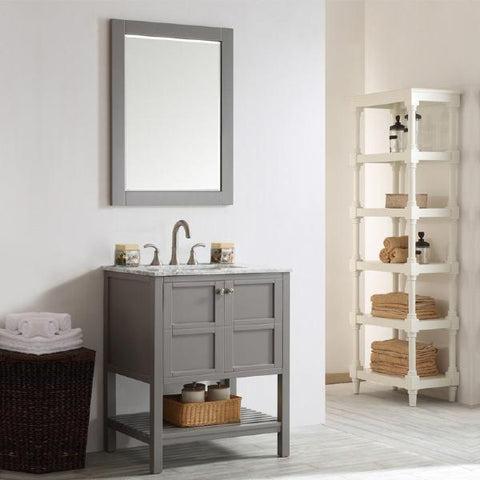 Image of Vinnova Florence 30" Grey Transitional Single Sink Vanity Set w/ Carrara Marble Countertop
