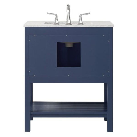 Image of Vinnova Florence 30" Transitional Royal Blue Single Sink Vanity w/ Carrara Marble Countertop 713030-RB-CA-NM