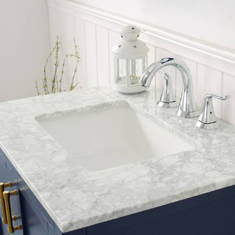 Image of Vinnova Florence 30" Transitional Royal Blue Single Sink Vanity w/ Carrara Marble Countertop 713030-RB-CA-NM