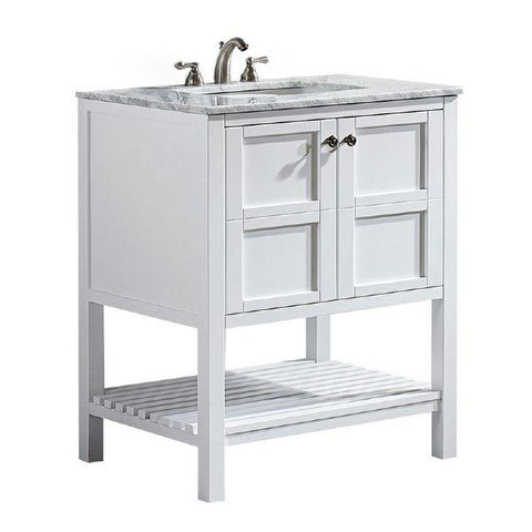 Image of Vinnova Florence 30" Transitional White Single Sink Vanity w/ Carrara Marble Countertop 713030-WH-CA-NM
