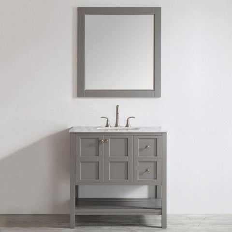 Image of Vinnova Florence 36" Grey Vanity Set with Carrara White Marble Countertop 713036-GR-CA