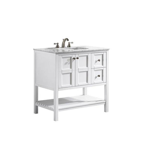 Image of Vinnova Florence 36" Transitional White Single Sink Vanity w/ Carrara White Marble Countertop
