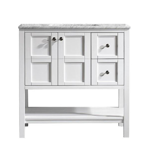 Image of Vinnova Florence 36" Transitional White Single Sink Vanity w/ Carrara White Marble Countertop 713036-WH-CA-NM