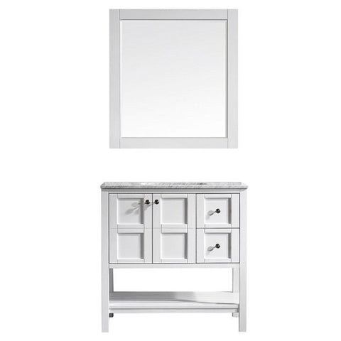 Image of Vinnova Florence 36" White Single Sink Vanity Set w/ Carrara White Marble Countertop 713036-WH-CA