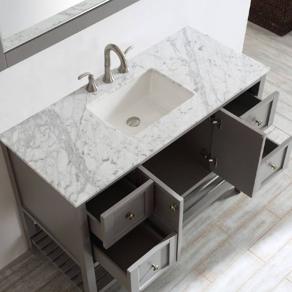 Vinnova Florence 48" Transitional Grey Single Sink Vanity Set 713048-GR-CA