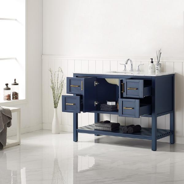 Vinnova Florence 48" Transitional Royal Blue Single Sink Vanity 713048-RB-CA-NM 713048-RB-CA-NM