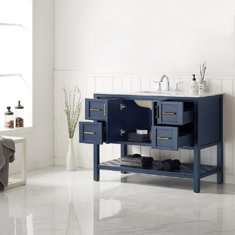 Image of Vinnova Florence 48" Transitional Royal Blue Single Sink Vanity 713048-RB-CA-NM 713048-RB-CA-NM