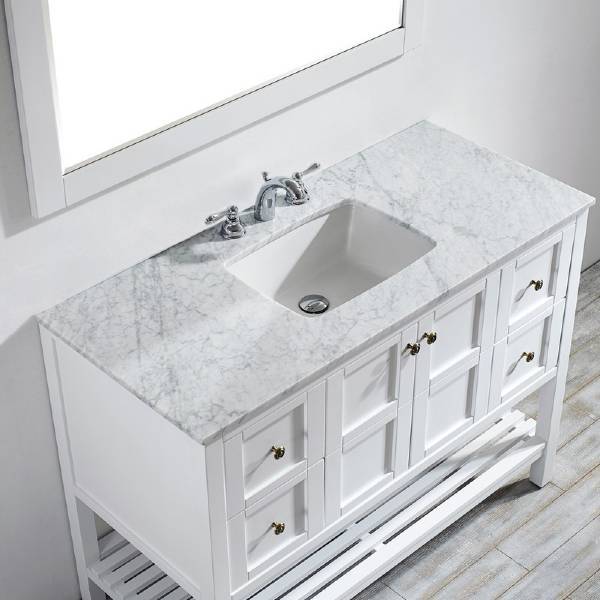 Vinnova Florence 48" Transitional White Single Sink Vanity Set 713048-WH-CA 713048-WH-CA