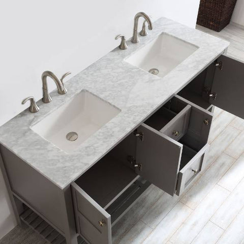 Image of Vinnova Florence 60" Transitional Grey Double Sink Vanity 713060-GR-CA-NM
