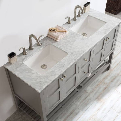 Image of Vinnova Florence 60" Transitional Grey Double Sink Vanity 713060-GR-CA-NM