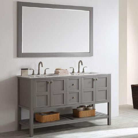 Image of Vinnova Florence 60" Transitional Grey Double Sink Vanity Set 713060-GR-CA
