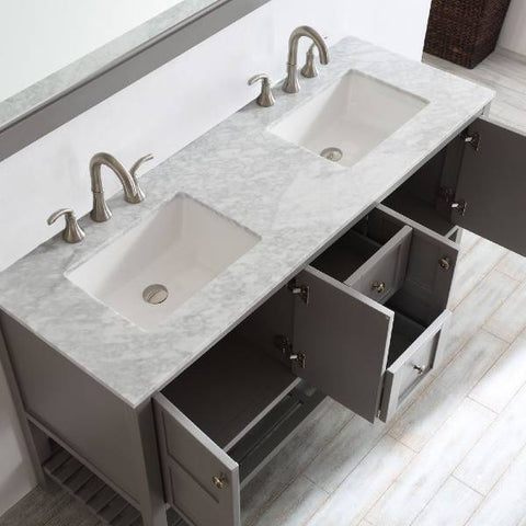 Image of Vinnova Florence 60" Transitional Grey Double Sink Vanity Set 713060-GR-CA 713060-GR-CA