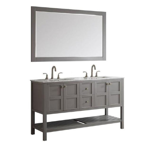 Image of Vinnova Florence 60" Transitional Grey Double Sink Vanity Set 713060-GR-CA 713060-GR-CA