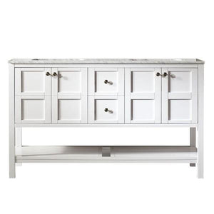 Vinnova Florence 60" Transitional White Double Sink Vanity 713060-WH-CA-NM
