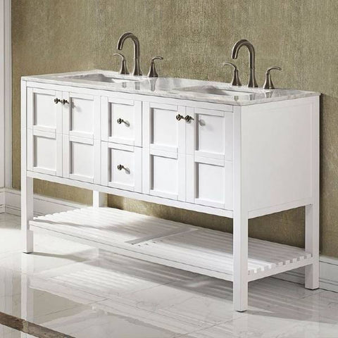 Image of Vinnova Florence 60" Transitional White Double Sink Vanity 713060-WH-CA-NM